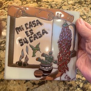 Vintage Earthtones Mi Casa Es Su Casa Tile Trivet